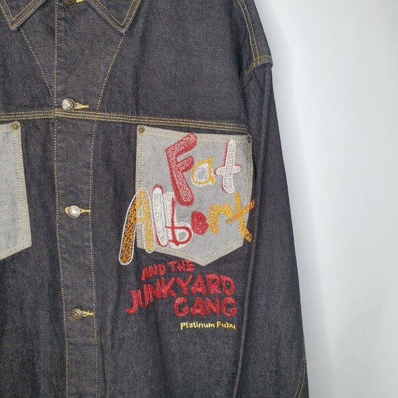 Platinum Fubu Mens Fat Albert Junkyard Gang Black Denim Jean Jacket Size 3X - Picture 4 of 11